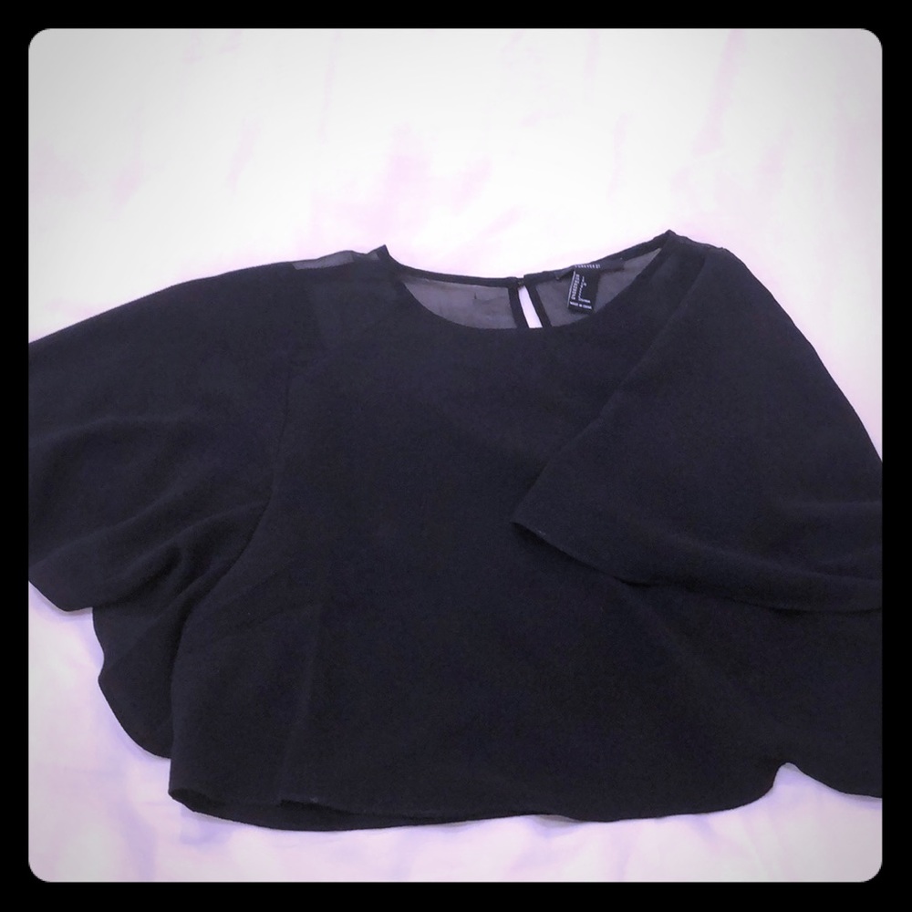 Forever 21 black blouse crop top sz L